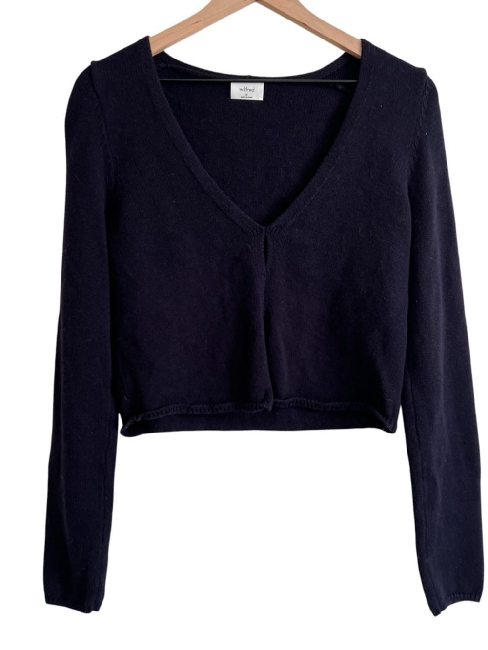 Aritzia Wilfred Admiral Basque V-Neck Cardigan Sweater - Picture 2 of 7